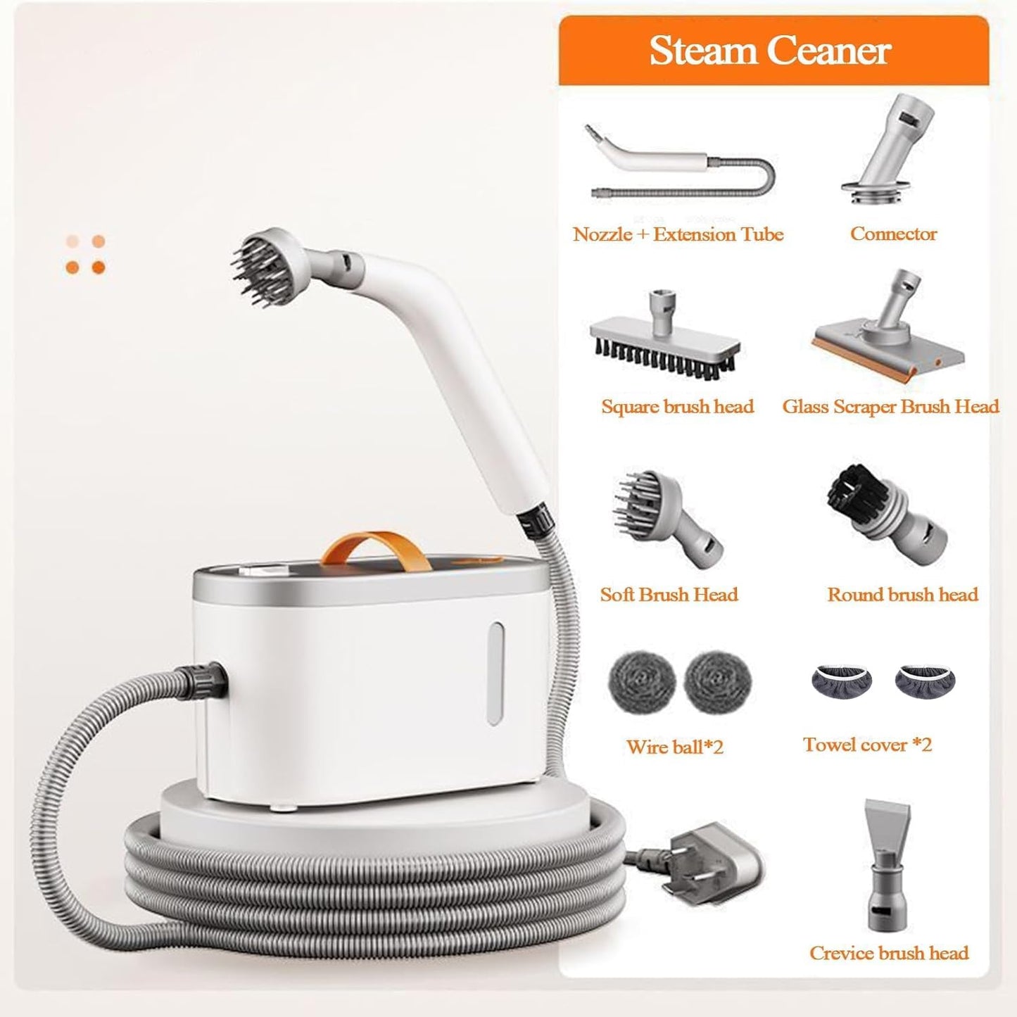 High-Temperature Pressurized Steam Cleaner with 8 Multifunctional Nozzles