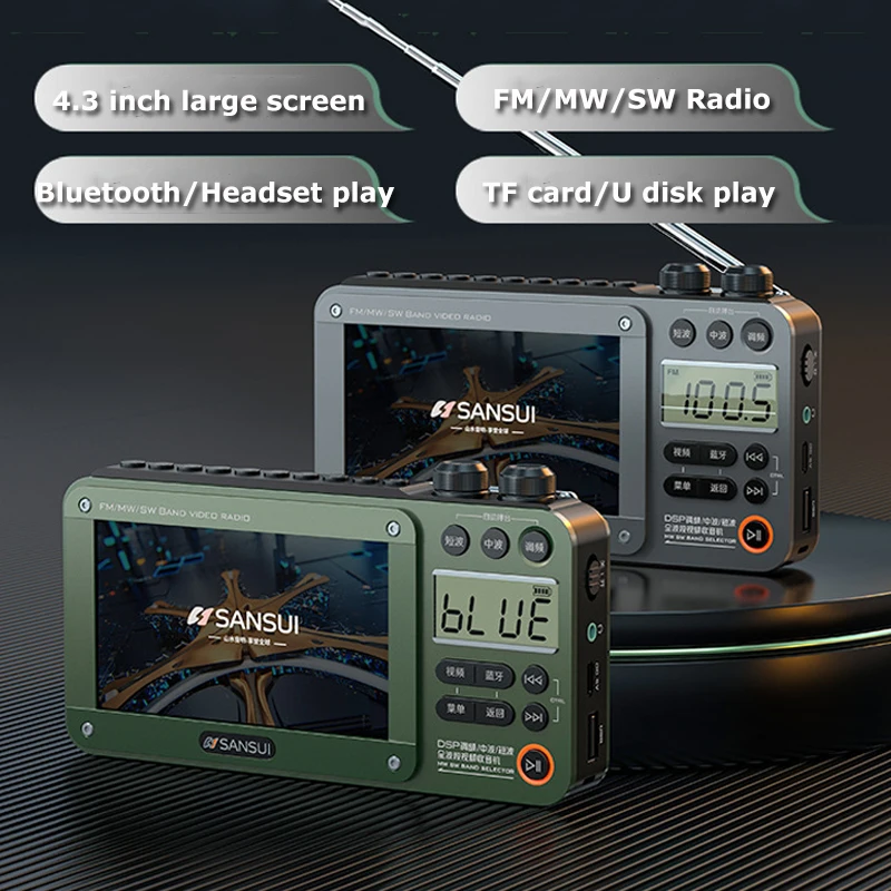 High-end Video Plug-in Bluetooth Pocket TV, Sansui F50 4.3-Inch Display Multifunctional Radio Portable