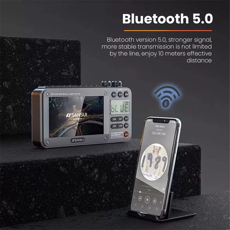 High-end Video Plug-in Bluetooth Pocket TV, Sansui F50 4.3-Inch Display Multifunctional Radio Portable
