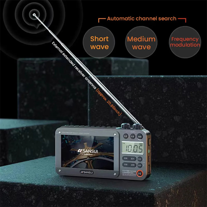 High-end Video Plug-in Bluetooth Pocket TV, Sansui F50 4.3-Inch Display Multifunctional Radio Portable