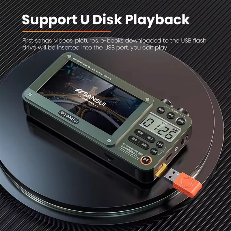 High-end Video Plug-in Bluetooth Pocket TV, Sansui F50 4.3-Inch Display Multifunctional Radio Portable