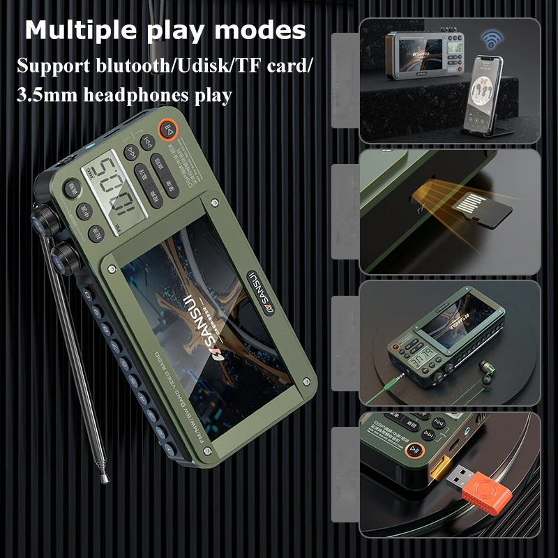 High-end Video Plug-in Bluetooth Pocket TV, Sansui F50 4.3-Inch Display Multifunctional Radio Portable