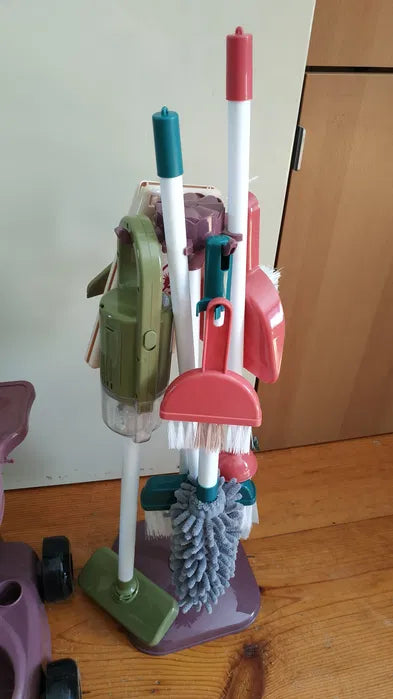Household Cleaning Play Set with Broom Bucket Soap Bin Wet Floor Sign Dustpan Brush and Much More Included Great Fun for Kids