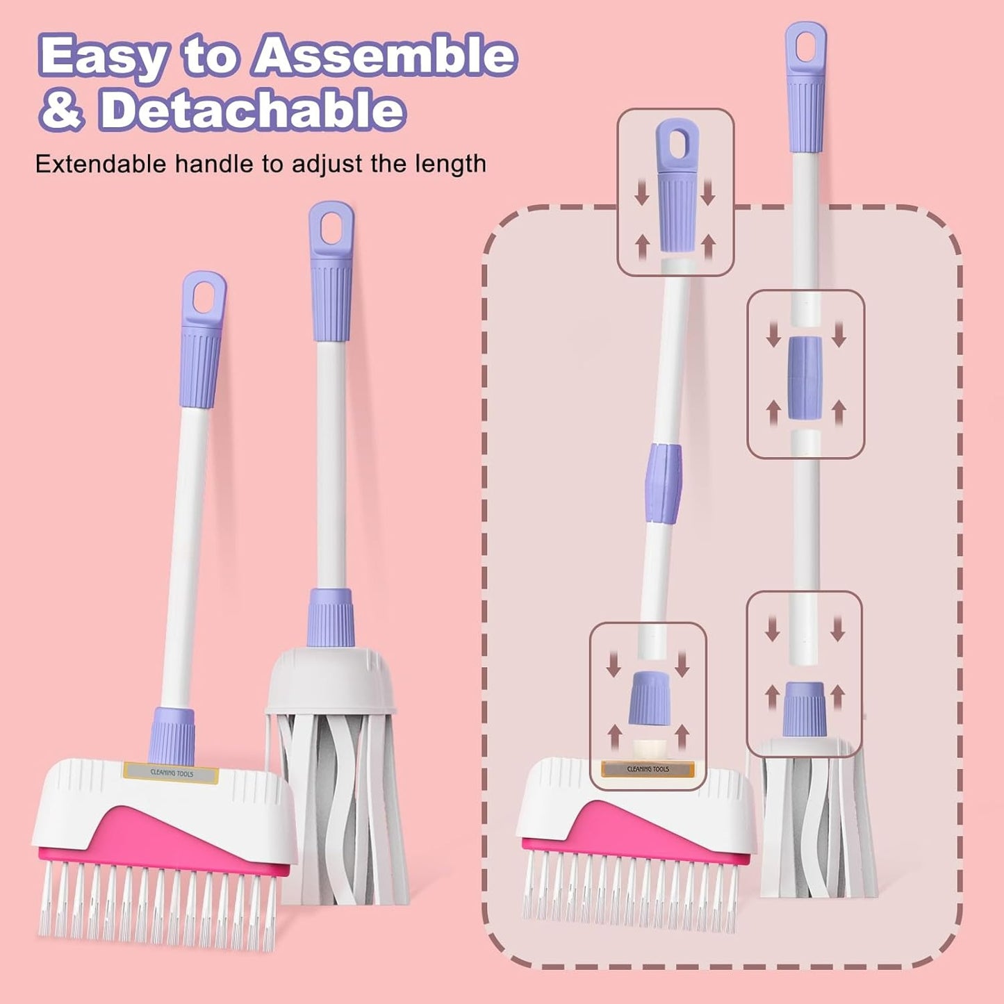 Housekeeping Cleaning Trolley Playset Caddy Includes Accessories and Toy Vacuum, Safe for Ages 3+