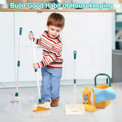 Housekeeping Cleaning Trolley Playset Caddy Includes Accessories and Toy Vacuum, Safe for Ages 3+