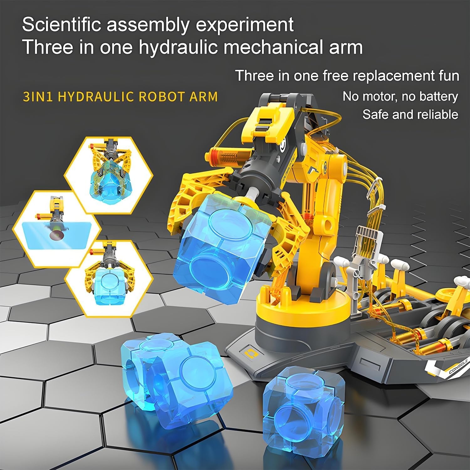 Hydraulic Robot Arm With Manual Control, Flexible Movement, DIY Science Experiment Toy For Ages 6+