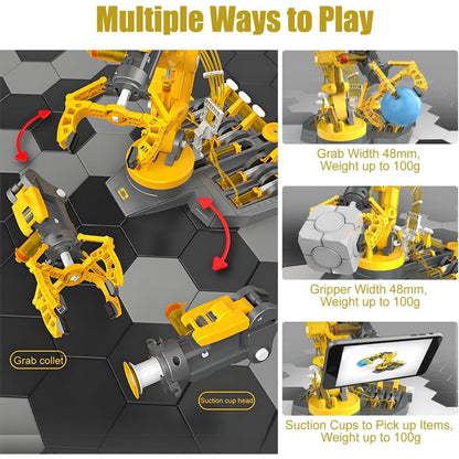 Hydraulic Robot Arm With Manual Control, Flexible Movement, DIY Science Experiment Toy For Ages 6+