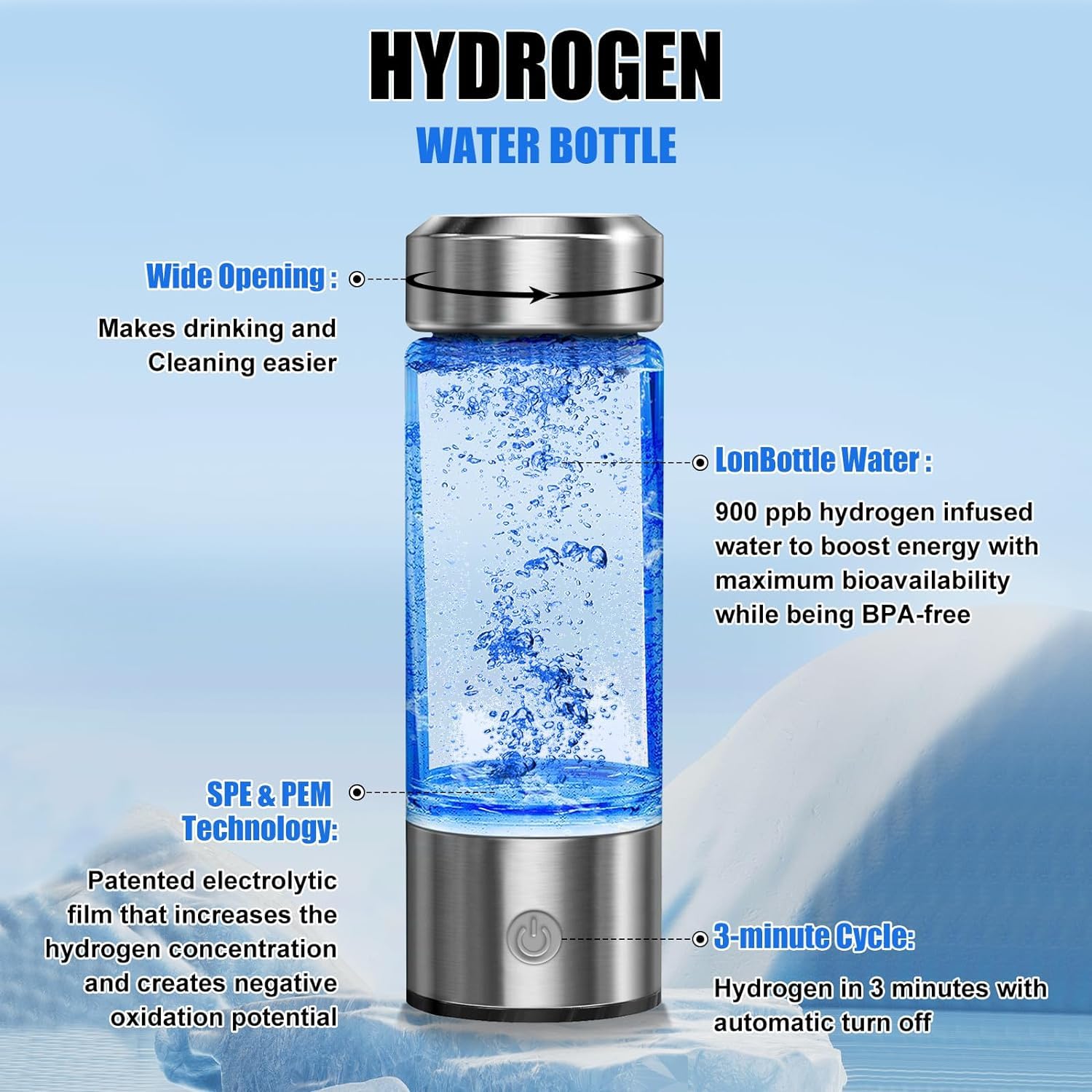 Hydrogen Water Bottle for Daily Hydration – Boost Energy, Detox, Improve Skin Fast