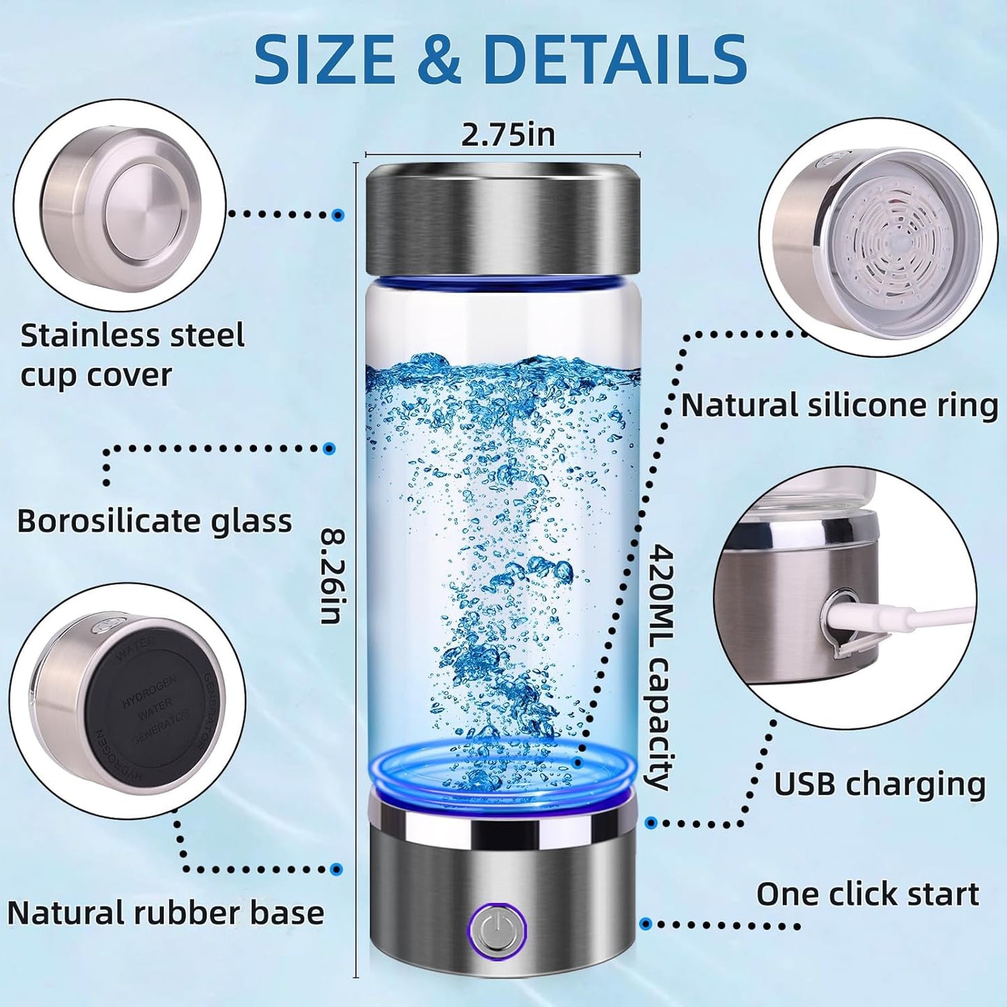 Hydrogen Water Bottle for Daily Hydration – Boost Energy, Detox, Improve Skin Fast