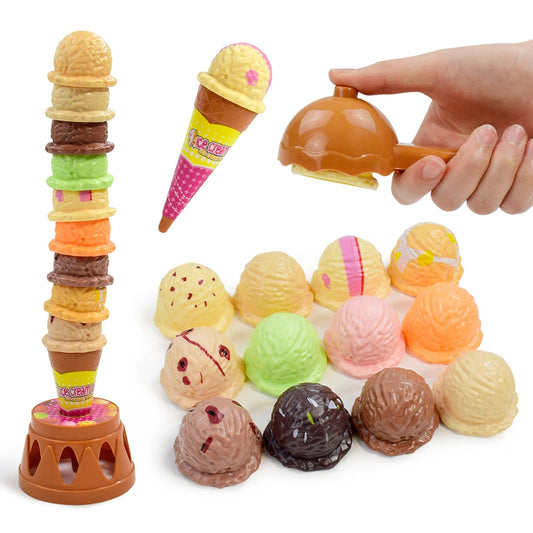 Ice Cream Stack with Motor Skill Development, Lightweight & Portable, Safe for Ages 1+
