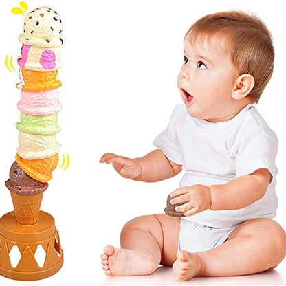 Ice Cream Stack with Motor Skill Development, Lightweight & Portable, Safe for Ages 1+