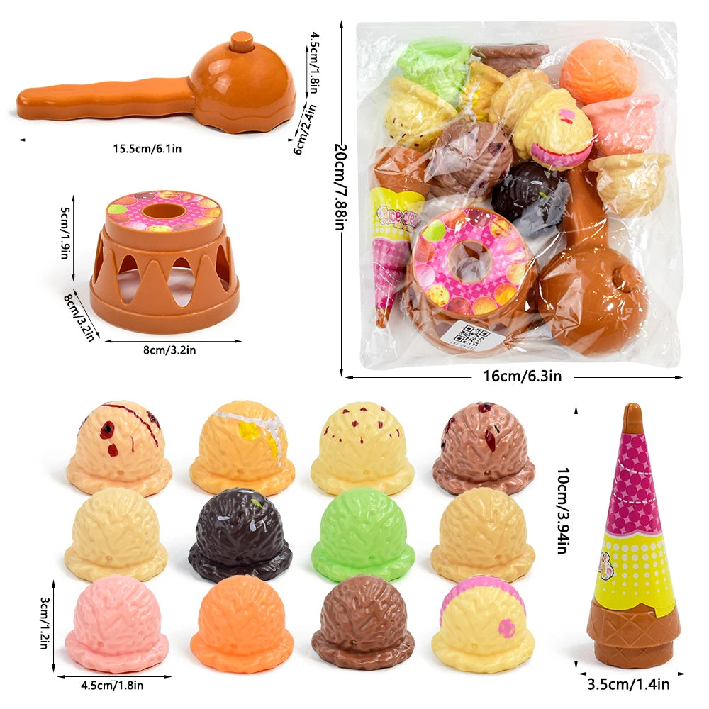 Ice Cream Stack with Motor Skill Development, Lightweight & Portable, Safe for Ages 1+