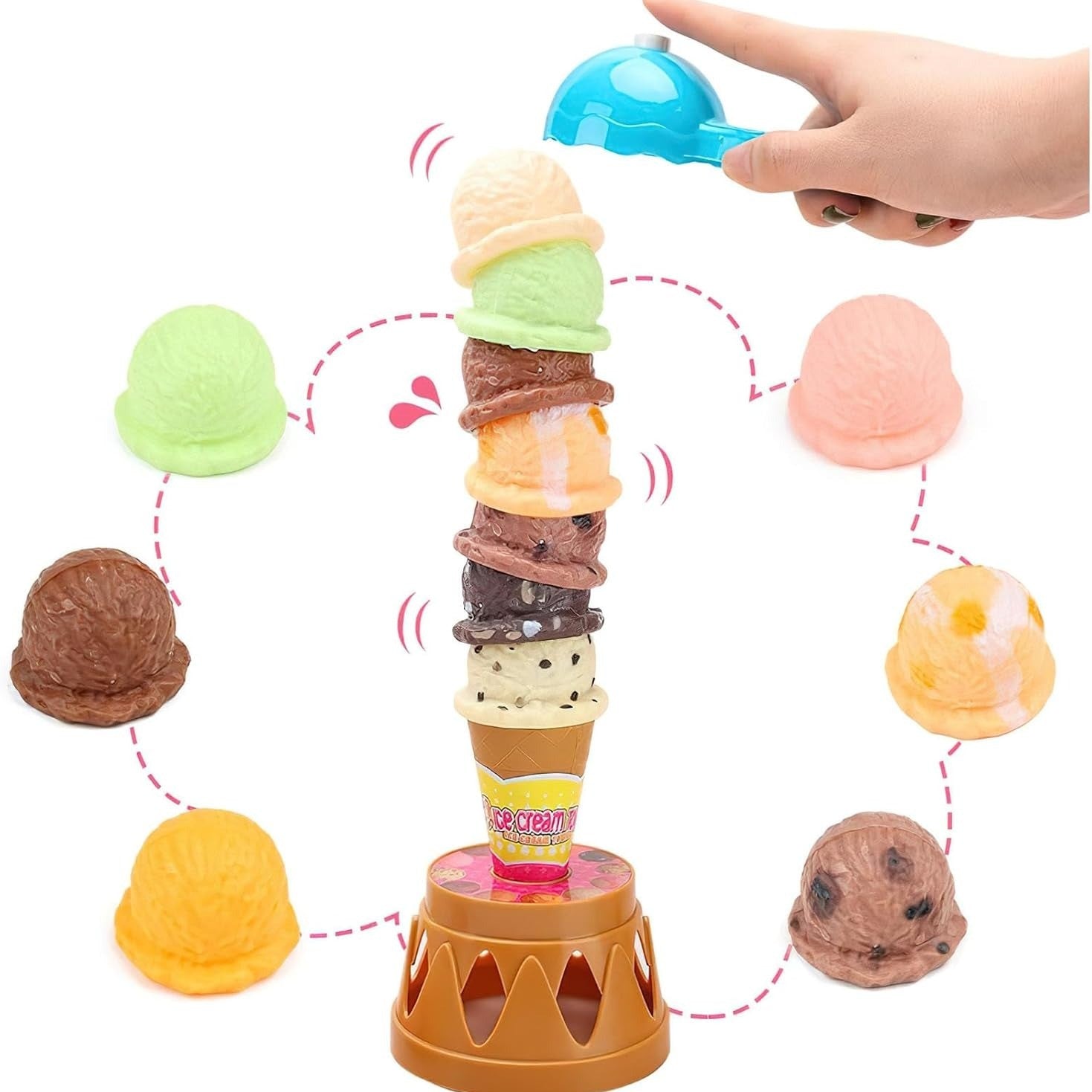 Ice Cream Stack with Motor Skill Development, Lightweight & Portable, Safe for Ages 1+