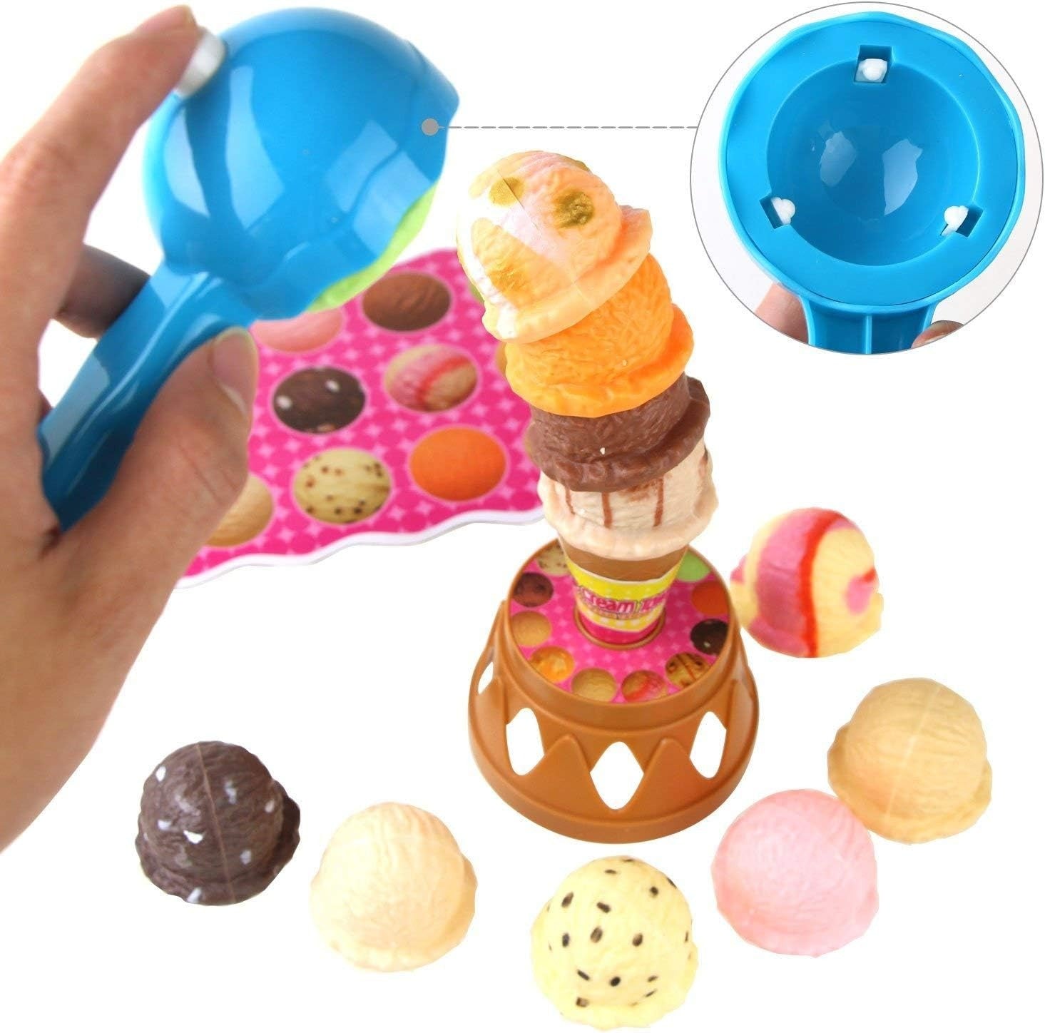 Ice Cream Stack with Motor Skill Development, Lightweight & Portable, Safe for Ages 1+