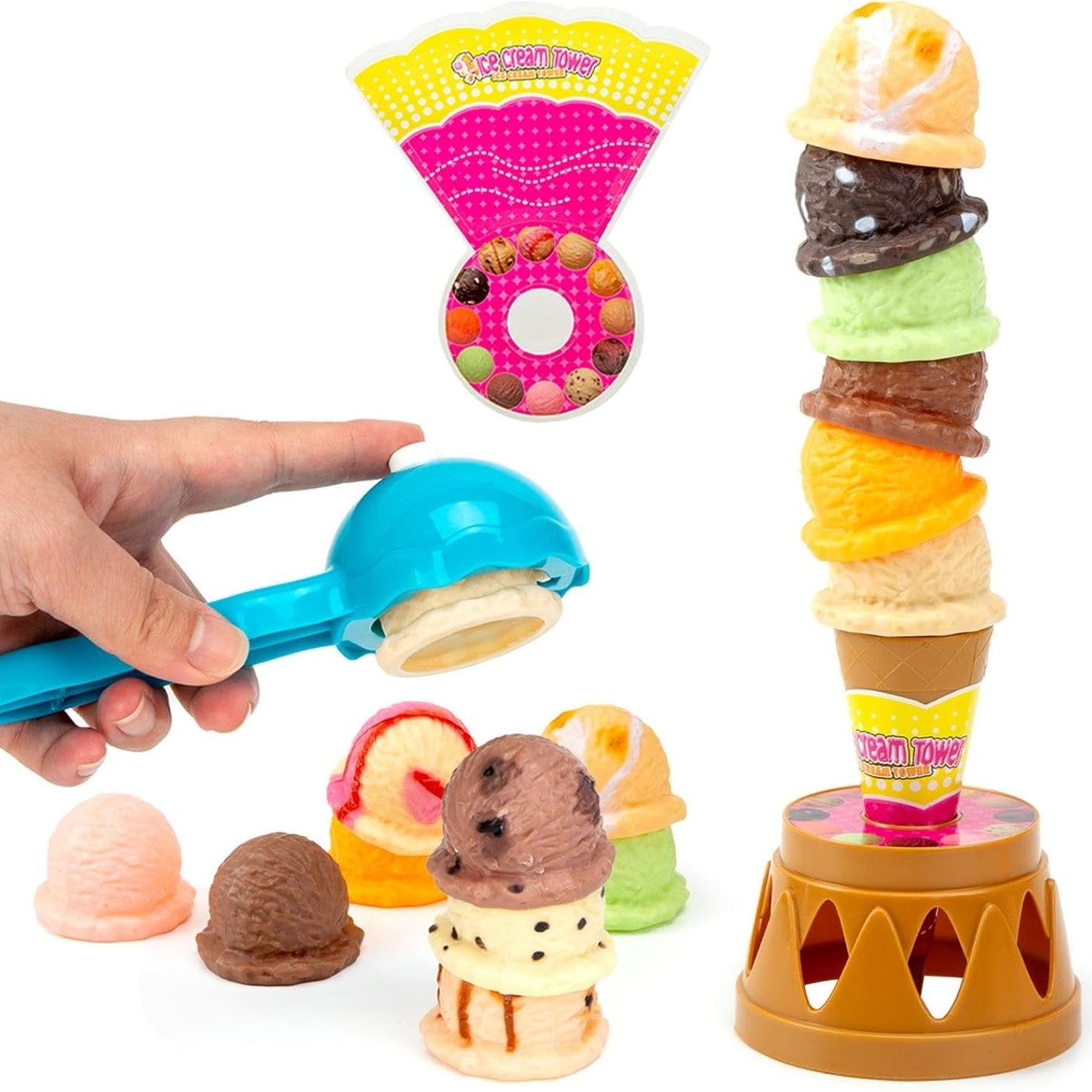 Ice Cream Stack with Motor Skill Development, Lightweight & Portable, Safe for Ages 1+
