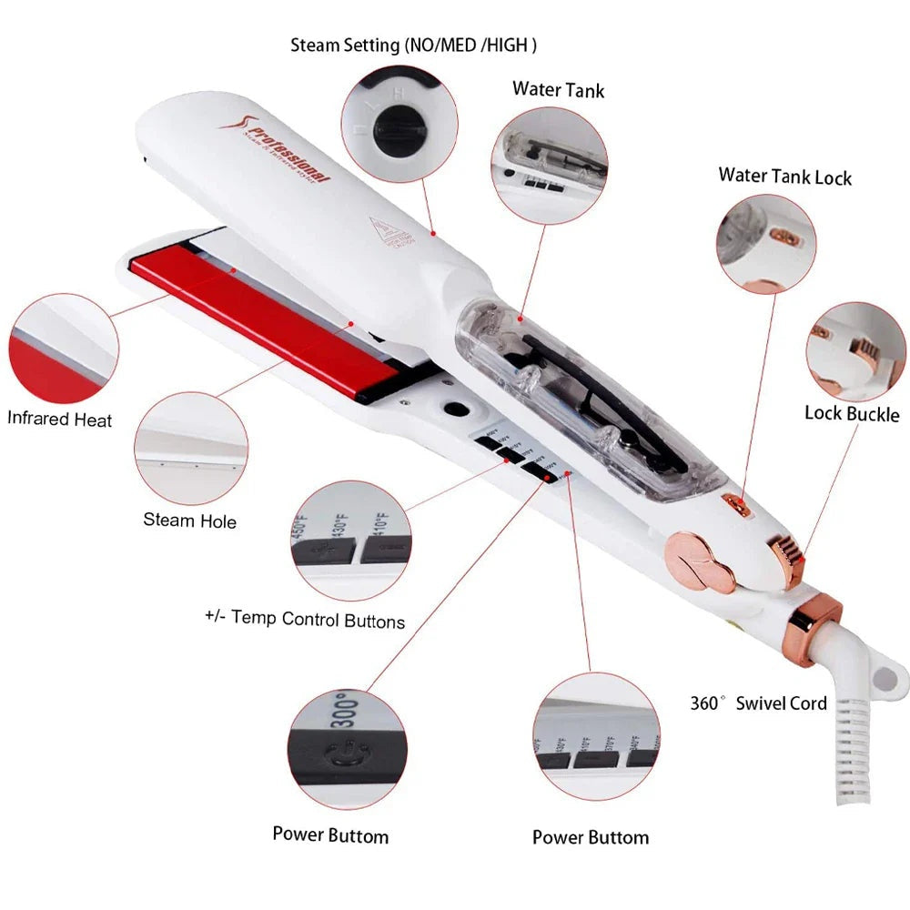 Infrared Steam Hair Straightener with Dual Voltage