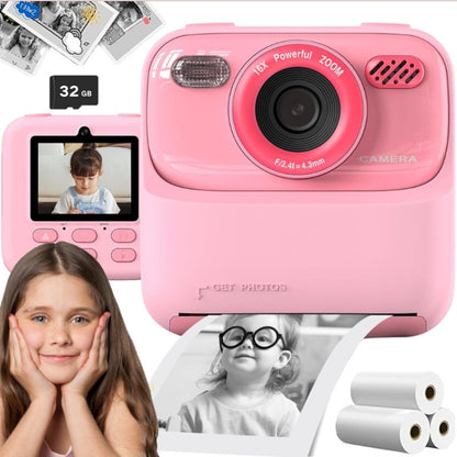 Instant Print Kids Digital Camera with 1080P HD Dual Lenses and 32GB SD Card