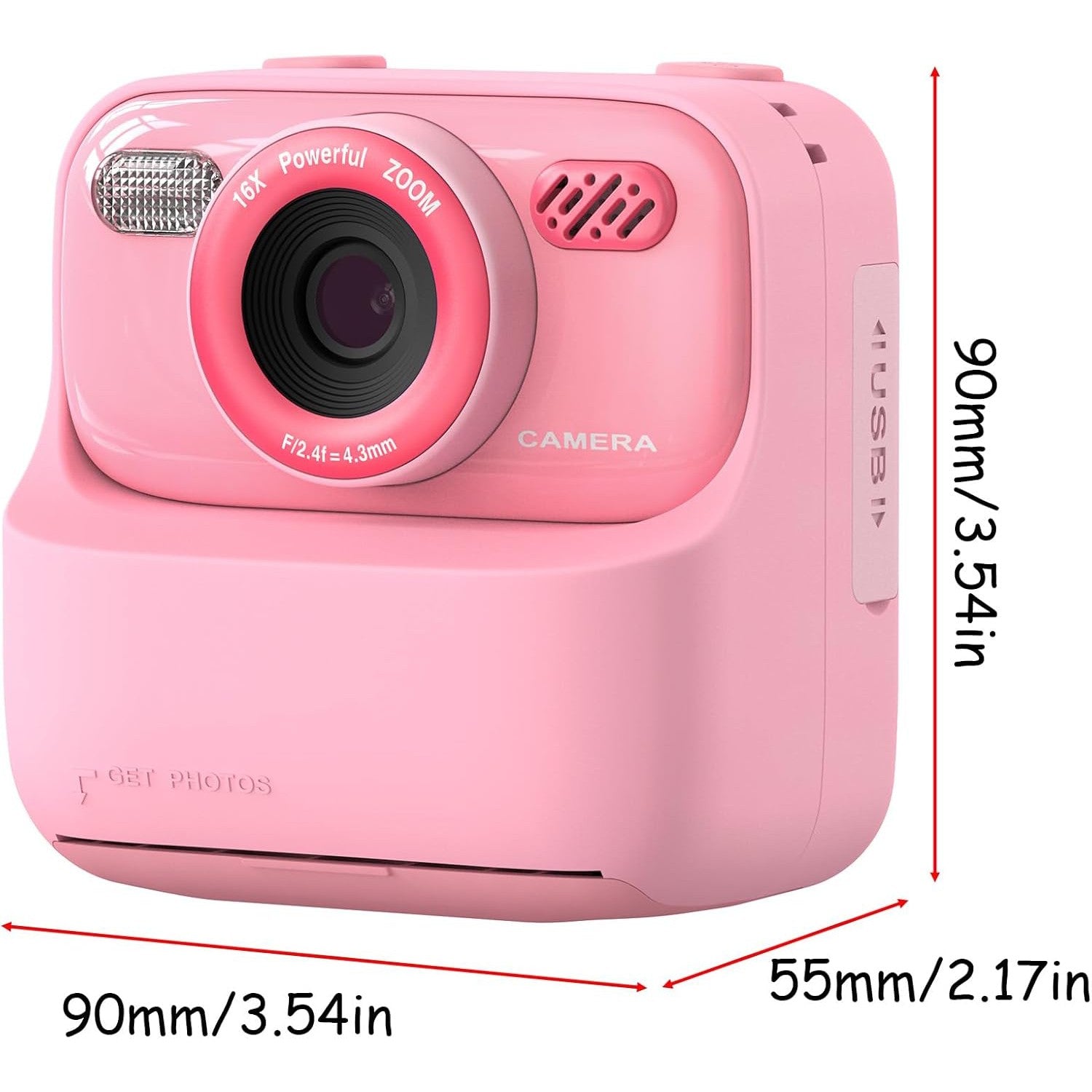 Instant Print Kids Digital Camera with 1080P HD Dual Lenses and 32GB SD Card