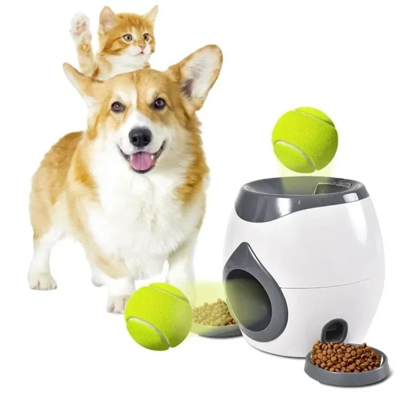 Interactive Dog Ball Launcher with Automatic Treat Dispenser