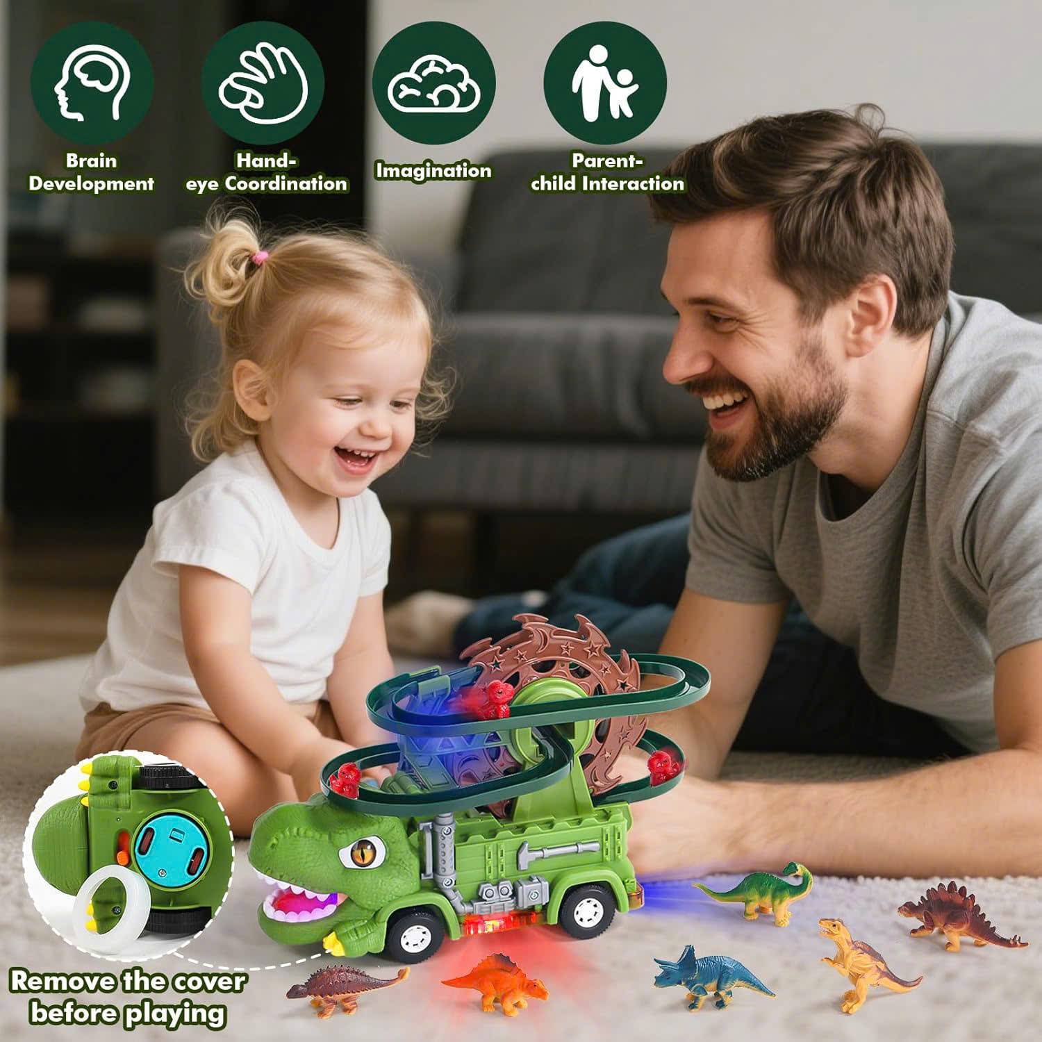 Interactive Dino Track with Lights & Sounds, Includes Baby Dinosaurs, Safe for Ages 3+