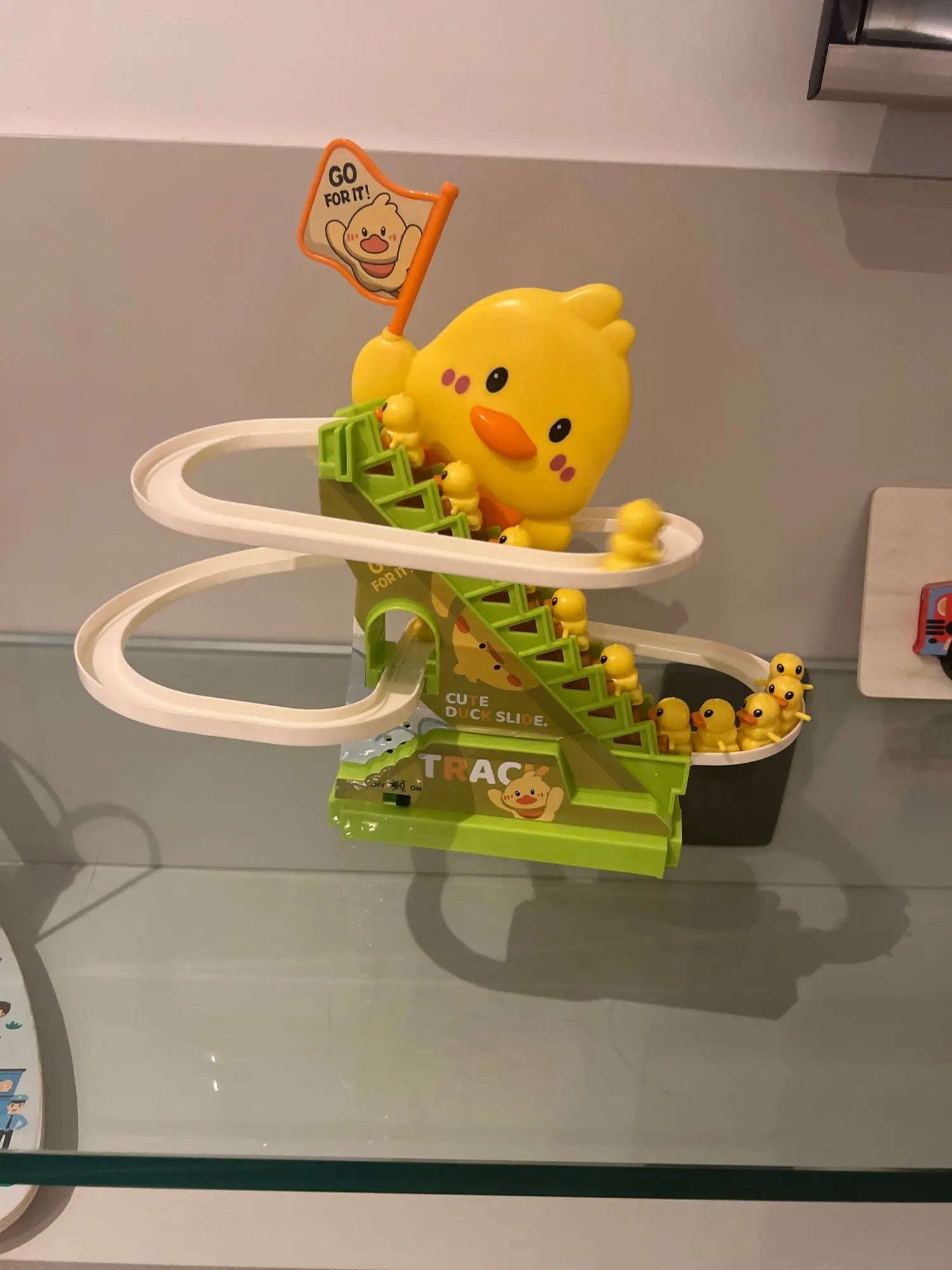 Interactive Duck Climbing Stairs Toy with Music, LED Lights & Educational, Safe for Kids 3+
