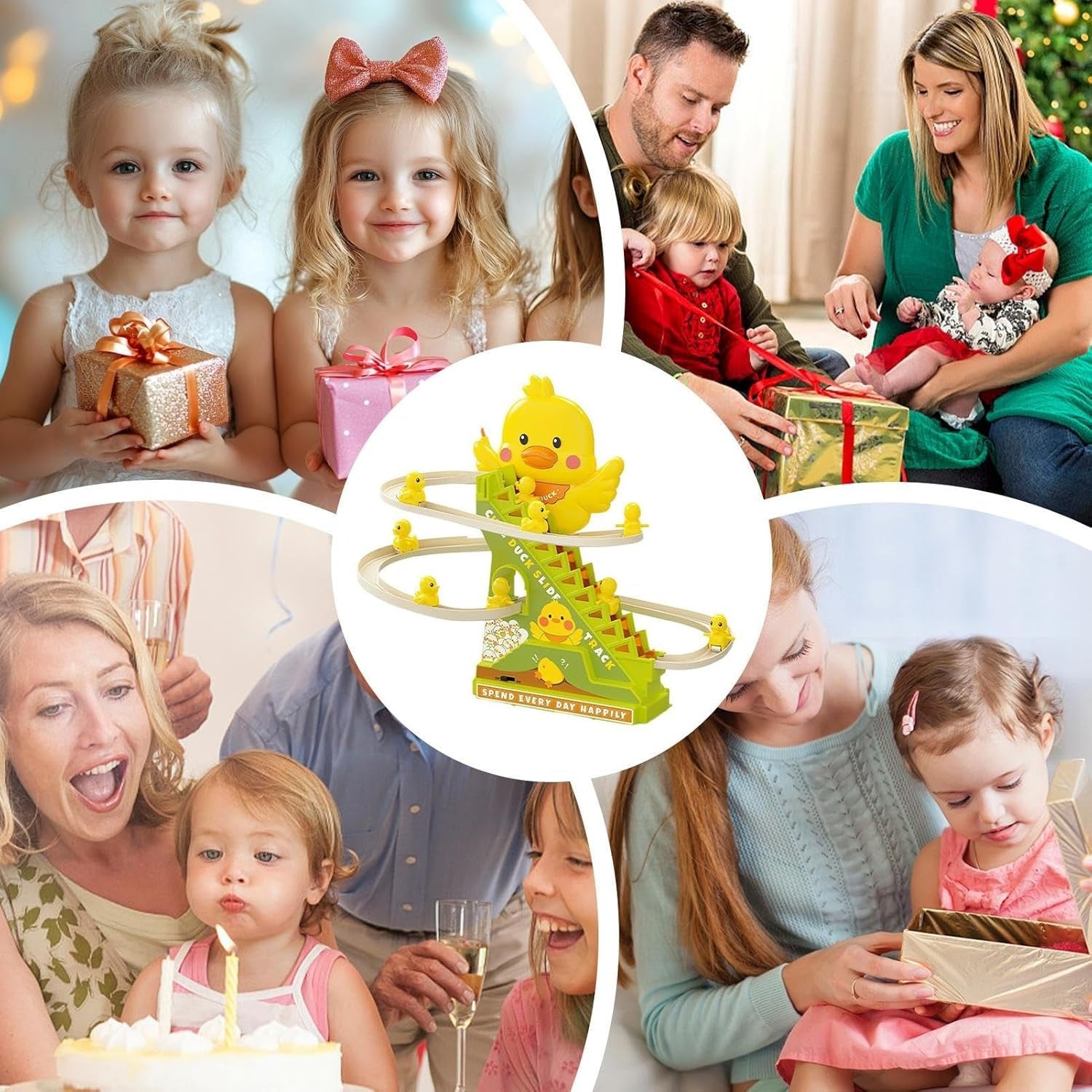 Interactive Duck Climbing Stairs Toy with Music, LED Lights & Educational, Safe for Kids 3+