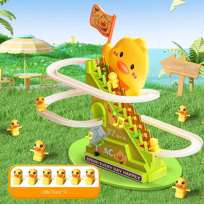 Interactive Duck Climbing Stairs Toy with Music, LED Lights & Educational, Safe for Kids 3+