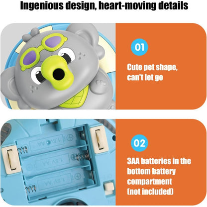 Interactive Elephant Toy with Floating Air Ball, LED Lights, Music, Obstacle Sensors, Colorful Design, Safe for Ages 1+