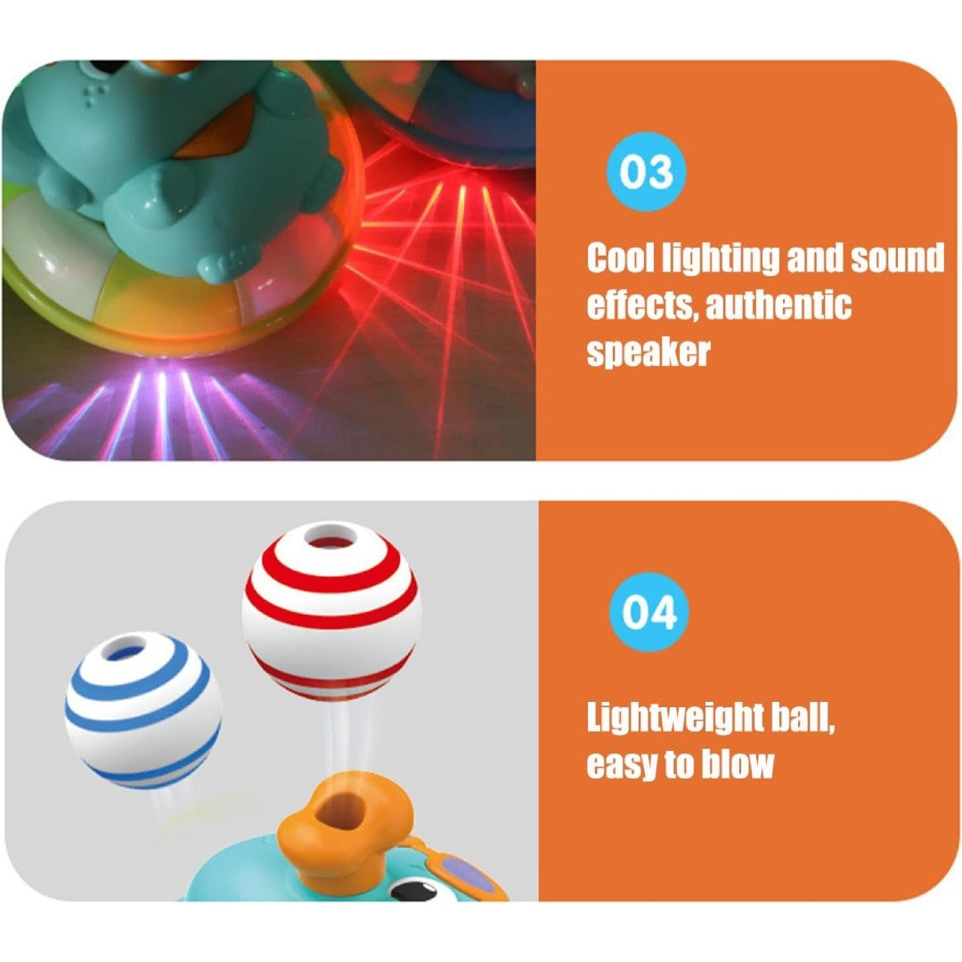 Interactive Elephant Toy with Floating Air Ball, LED Lights, Music, Obstacle Sensors, Colorful Design, Safe for Ages 1+
