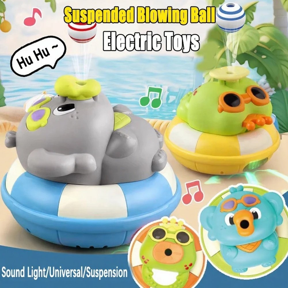 Interactive Elephant Toy with Floating Air Ball, LED Lights, Music, Obstacle Sensors, Colorful Design, Safe for Ages 1+