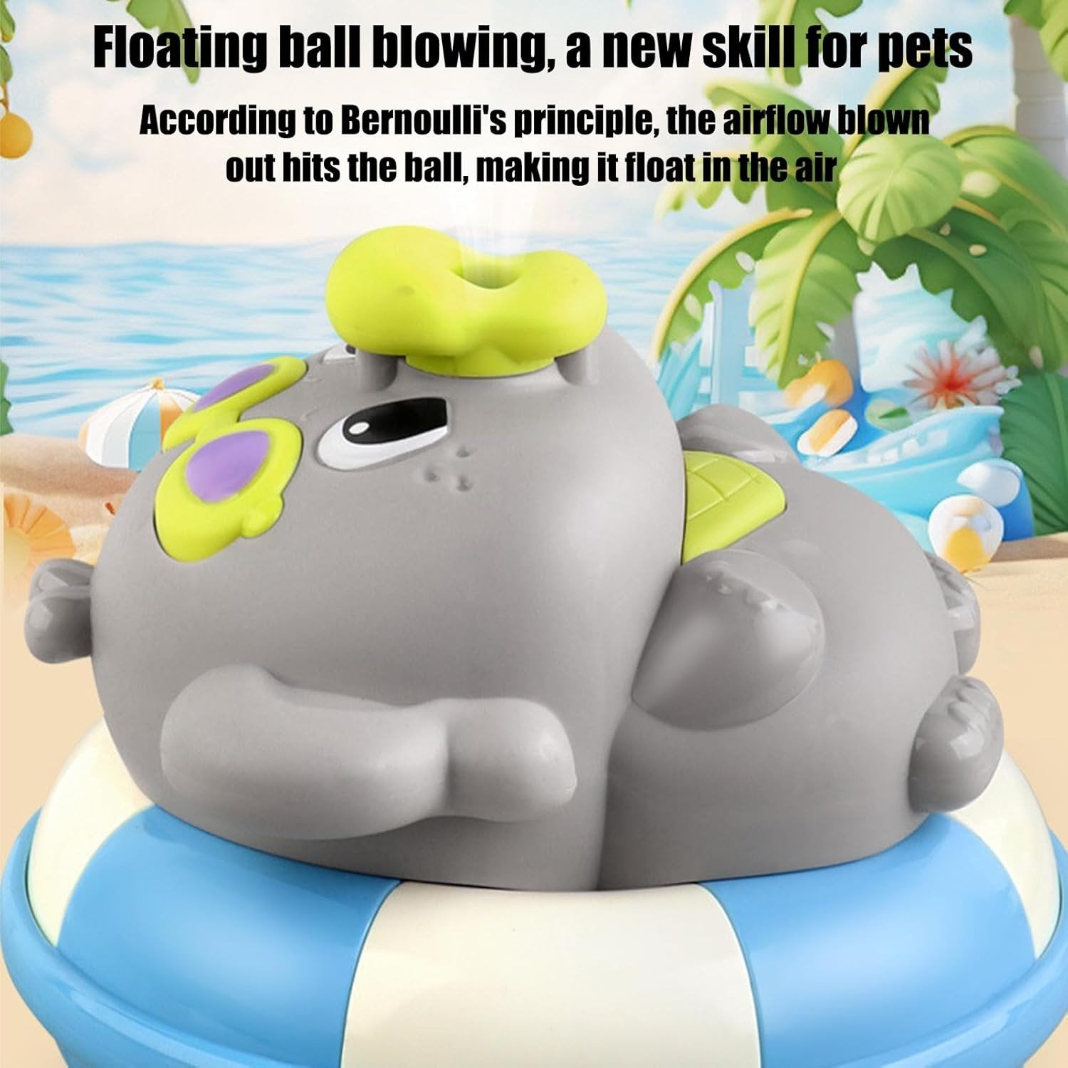 Interactive Elephant Toy with Floating Air Ball, LED Lights, Music, Obstacle Sensors, Colorful Design, Safe for Ages 1+