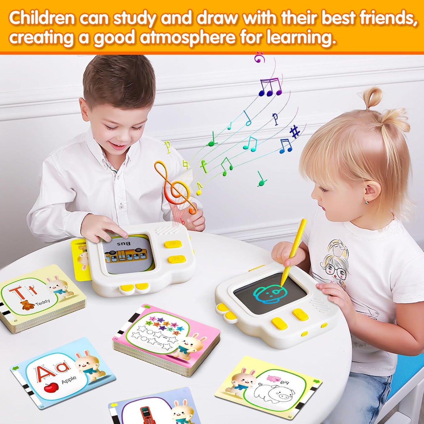 Interactive Flash Cards with Clear LCD Screen and Sound, 120 Double-Sided Cards, Safe for Ages 3+