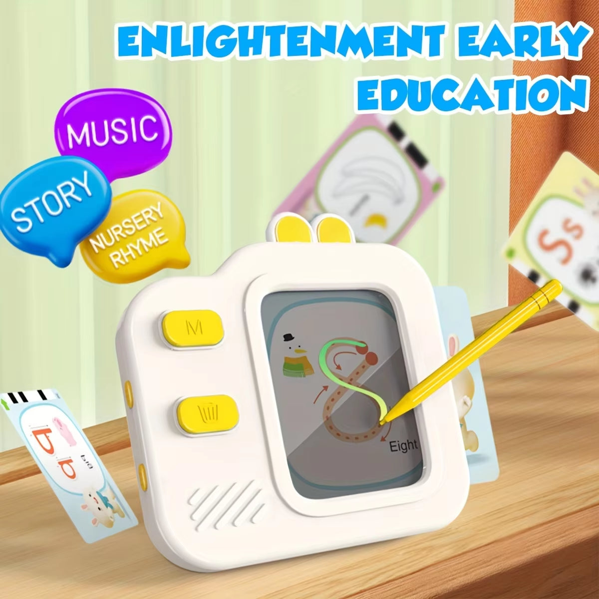 Interactive Flash Cards with Clear LCD Screen and Sound, 120 Double-Sided Cards, Safe for Ages 3+