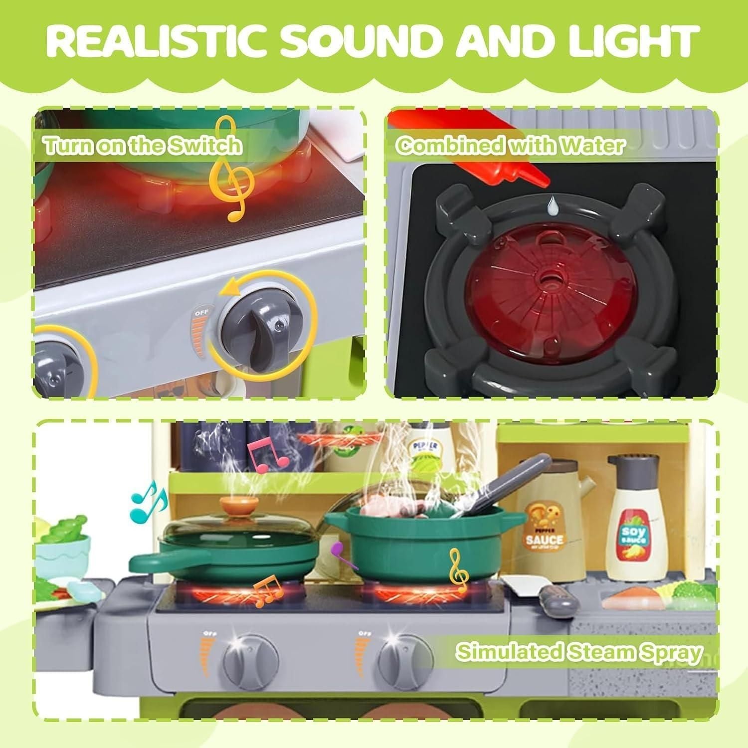 Interactive Kids Kitchen Playset with Realistic Features and Accessories