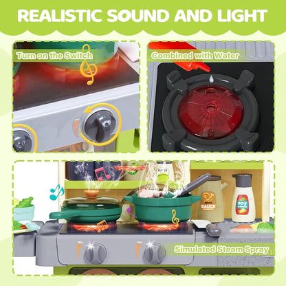 Interactive Kids Kitchen Playset with Realistic Features and Accessories