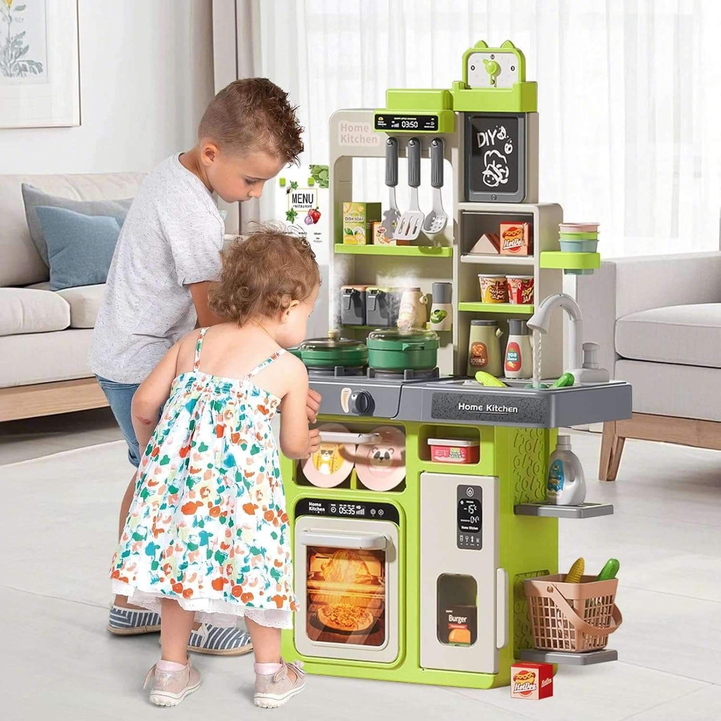 Interactive Kids Kitchen Playset with Realistic Features and Accessories