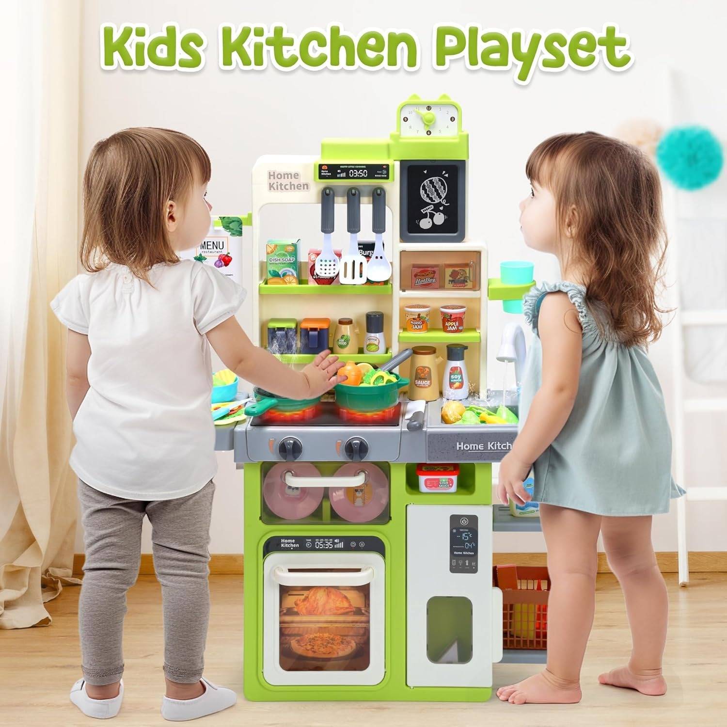 Interactive Kids Kitchen Playset with Realistic Features and Accessories
