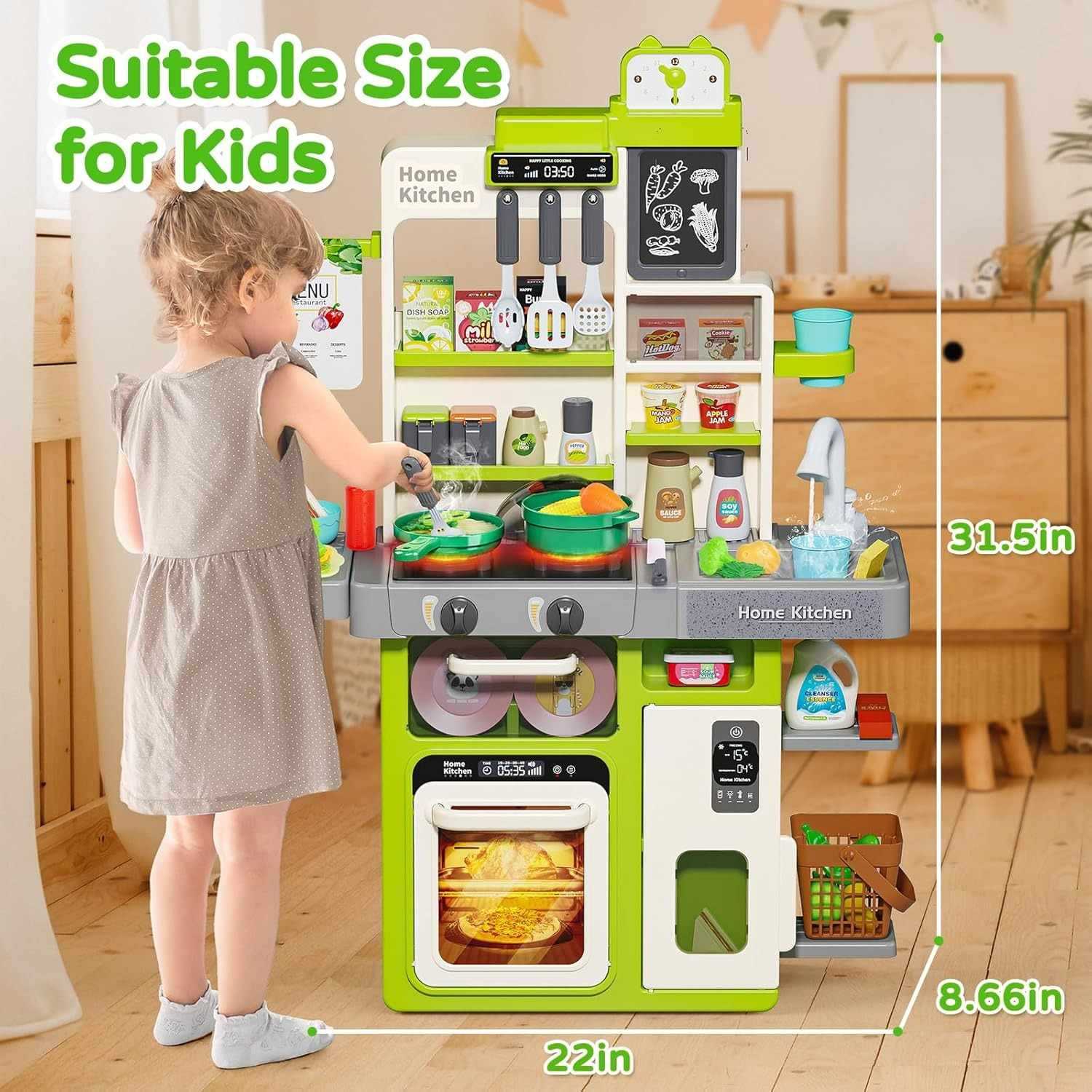 Interactive Kids Kitchen Playset with Realistic Features and Accessories