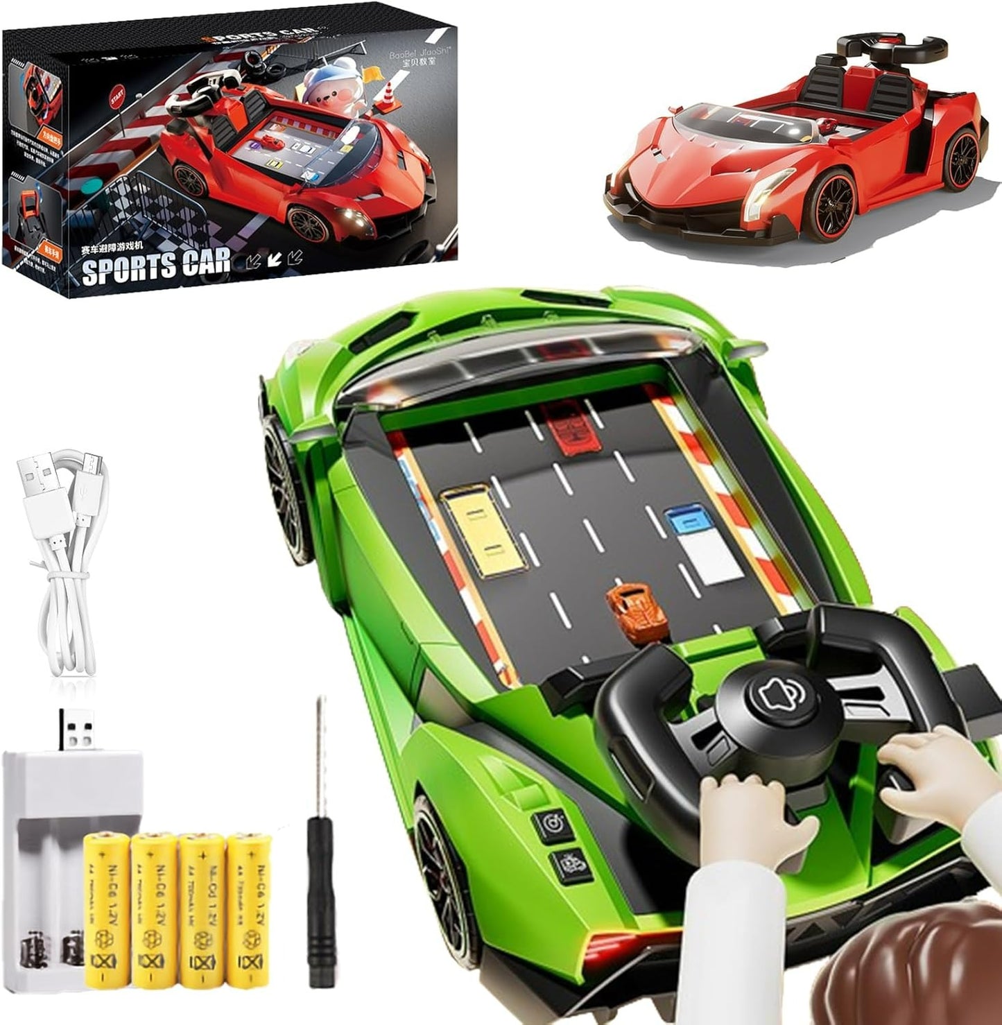 Interactive Racing Wheel Toy with 30-Level Obstacle Game, Lights & Sound, Perfect for Kids Ages 3+