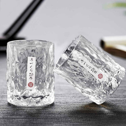 Japanese Edo Kiriko Glacier Whisky Glasses, Ice Texture, Thick Glass, Gift Ready