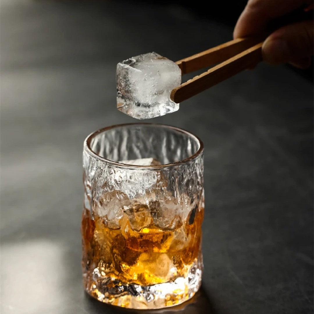Japanese Edo Kiriko Glacier Whisky Glasses, Ice Texture, Thick Glass, Gift Ready