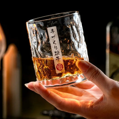 Japanese Edo Kiriko Glacier Whisky Glasses, Ice Texture, Thick Glass, Gift Ready