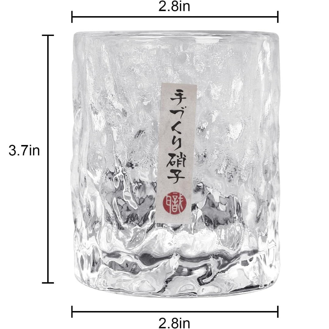 Japanese Edo Kiriko Glacier Whisky Glasses, Ice Texture, Thick Glass, Gift Ready