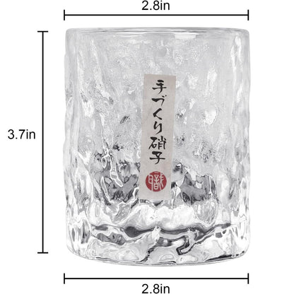 Japanese Edo Kiriko Glacier Whisky Glasses, Ice Texture, Thick Glass, Gift Ready