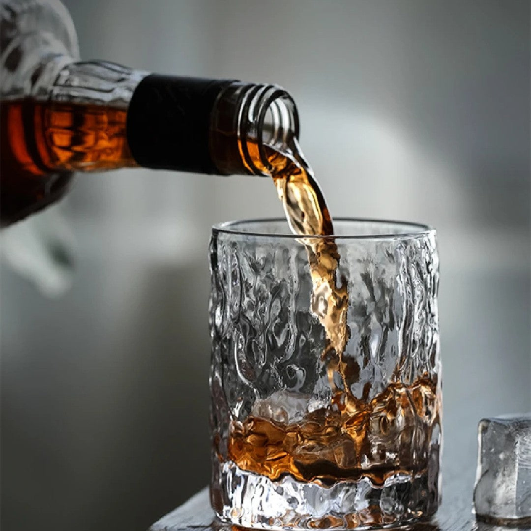 Japanese Edo Kiriko Glacier Whisky Glasses, Ice Texture, Thick Glass, Gift Ready