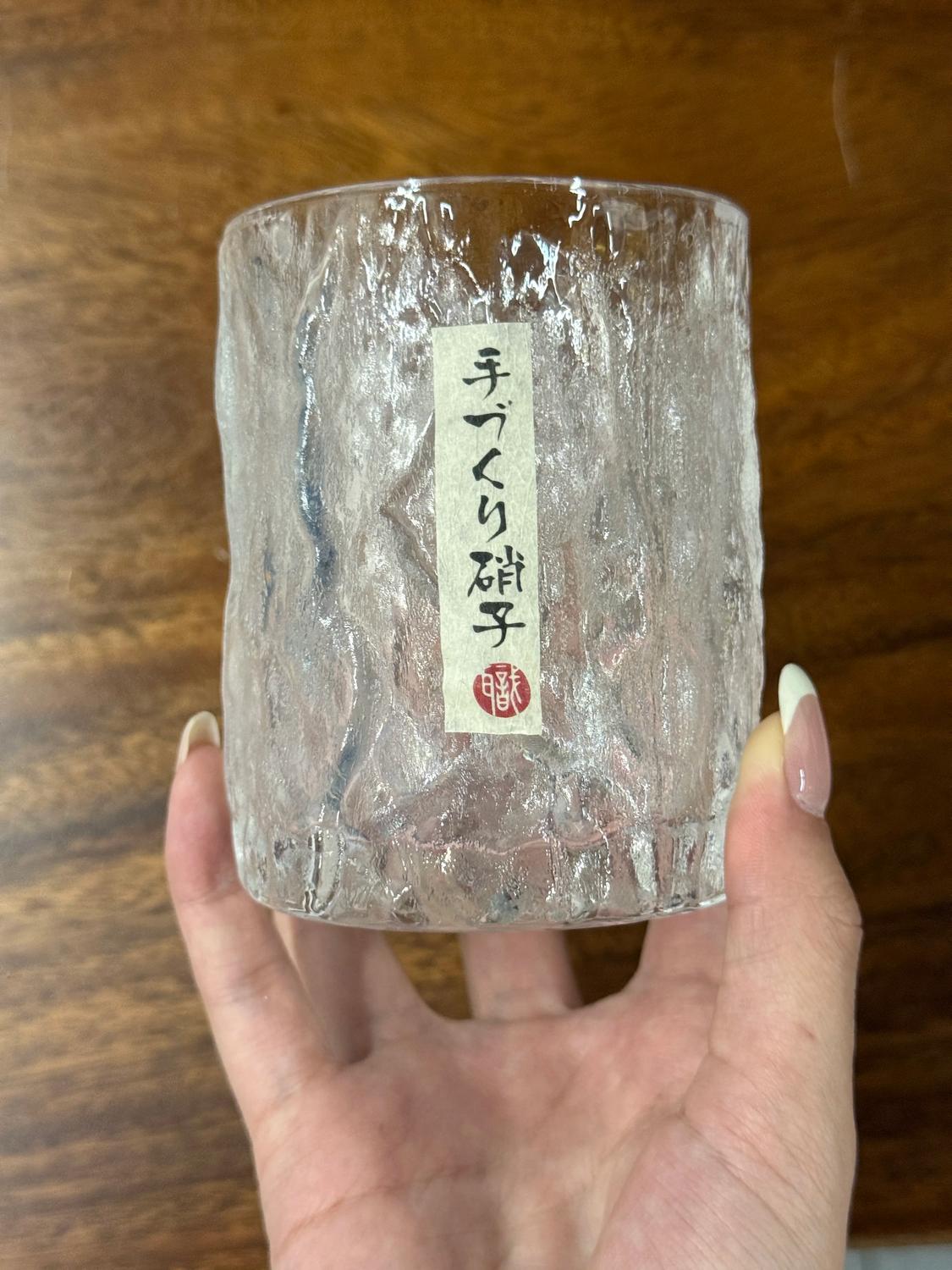 Japanese Edo Kiriko Glacier Whisky Glasses, Ice Texture, Thick Glass, Gift Ready
