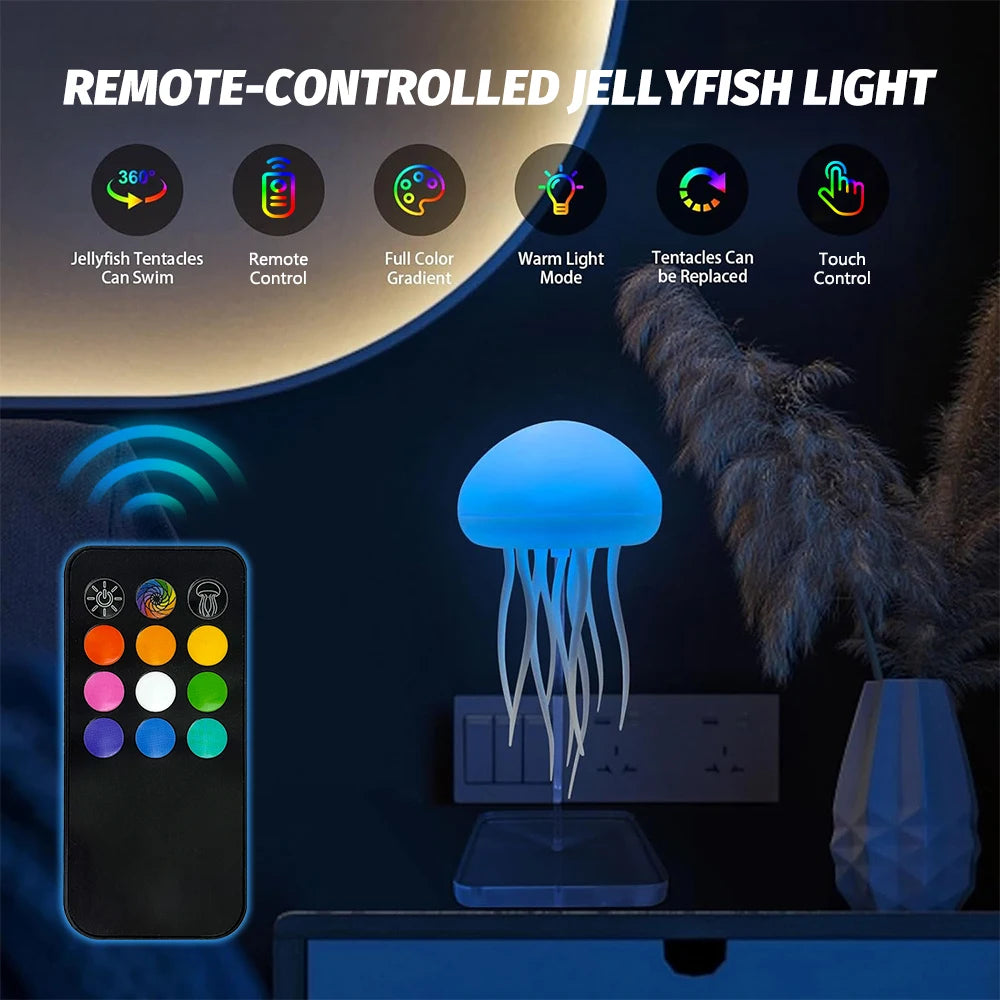 Jellyfish Realistic Night Light Ocean Hanging Lamp Perfect Gift - Color-Changing , Rechargeable, Soothing Ambience