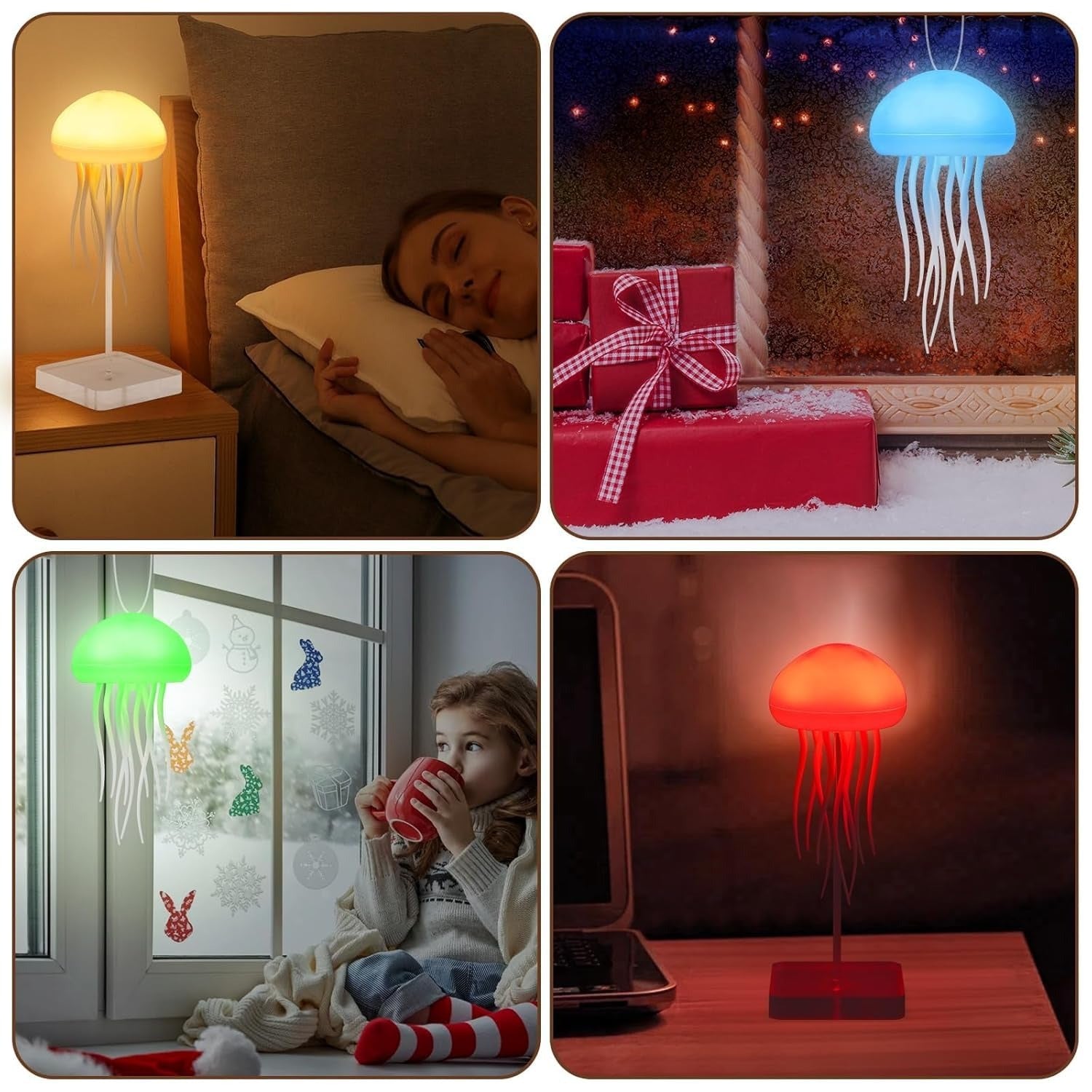 Jellyfish Realistic Night Light Ocean Hanging Lamp Perfect Gift - Color-Changing , Rechargeable, Soothing Ambience