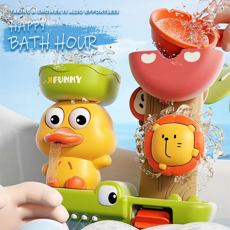 Jungle-Themed Water Fun with Spinning Friends, Make Bath Time Fun, Safe for Ages 1+