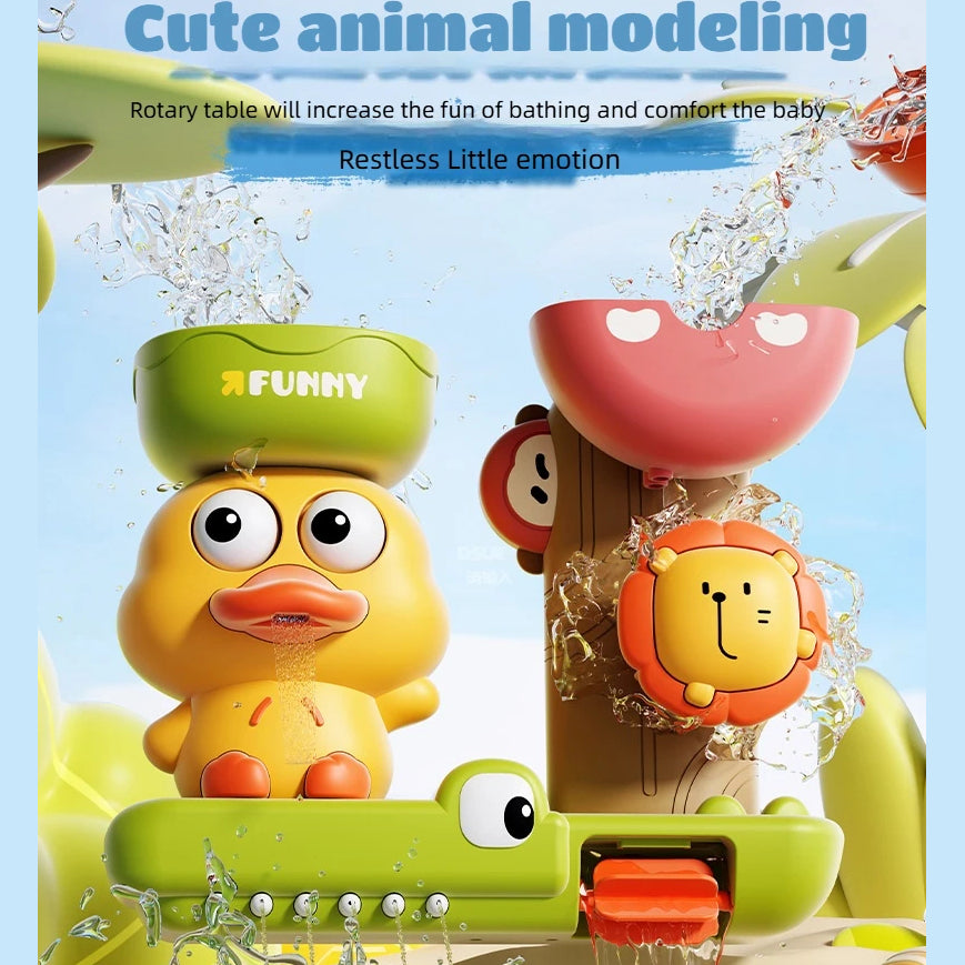 Jungle-Themed Water Fun with Spinning Friends, Make Bath Time Fun, Safe for Ages 1+
